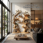 Organic Wall Mounted Tree Bookshelf With Sculptural Branch Design