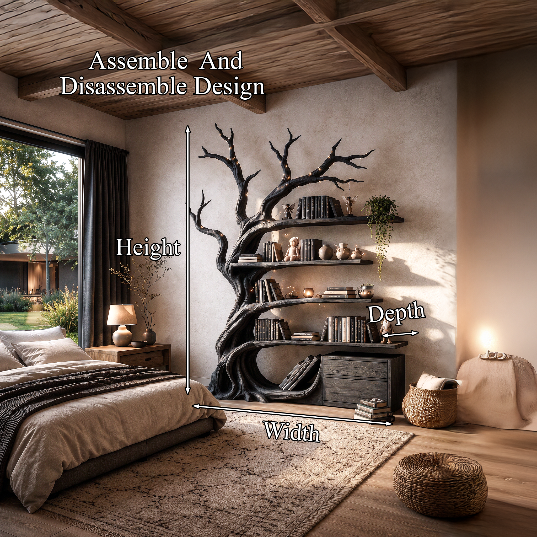 Modern Tree Bookshelf Handcrafted Branch Shelves For Home Library
