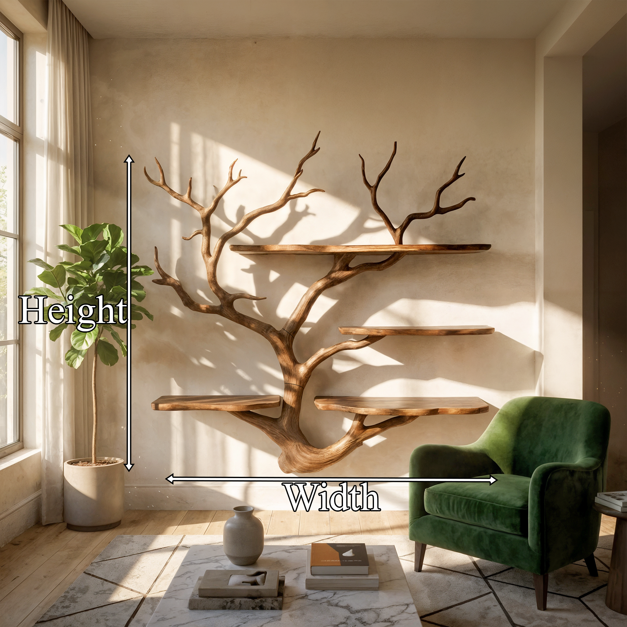 Sculptural Tree Wall Shelf Living Room And Studio