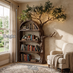 Rustic Tree Bookshelf Living Room Wall Display