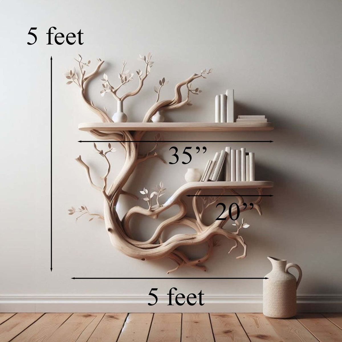 Cozy Tree Branch Driftwood Floating Shelf Wall Mount