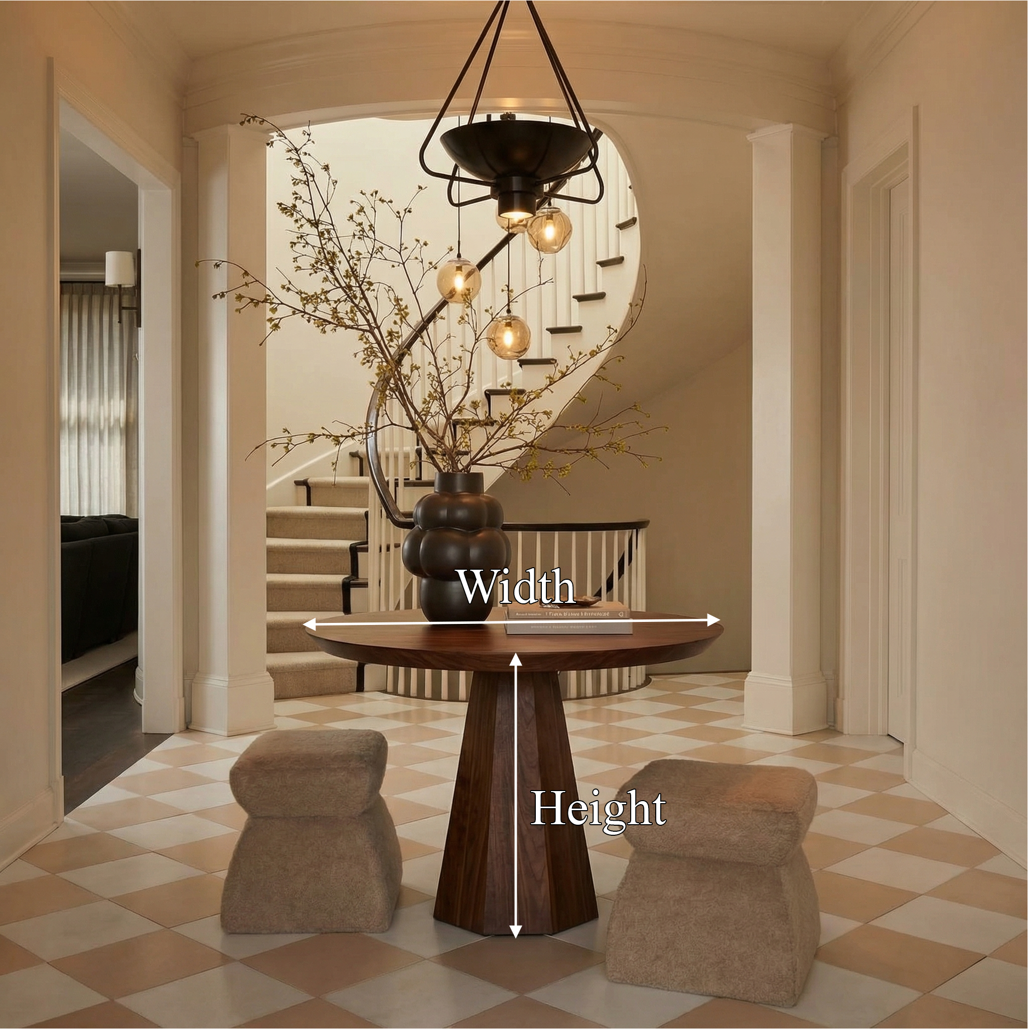 Contemporary Organic Round Entryway Foyer Table For Entryway FTHCH006
