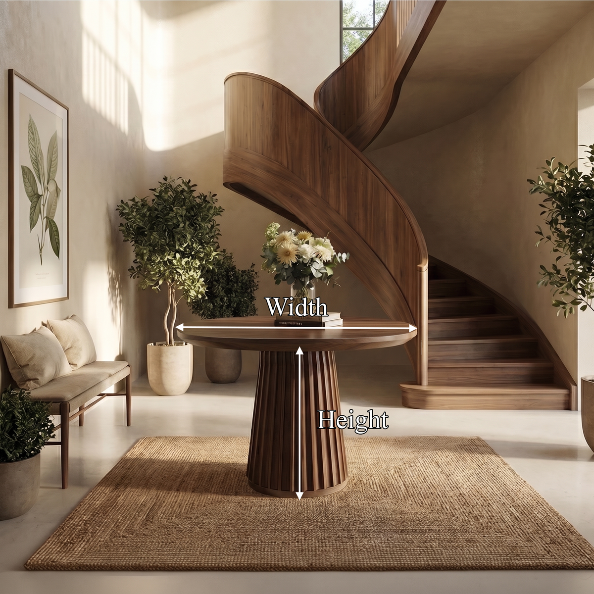 Sculptural Round Pedestal Entryway Table For Living Room And Hallway FTHCH007