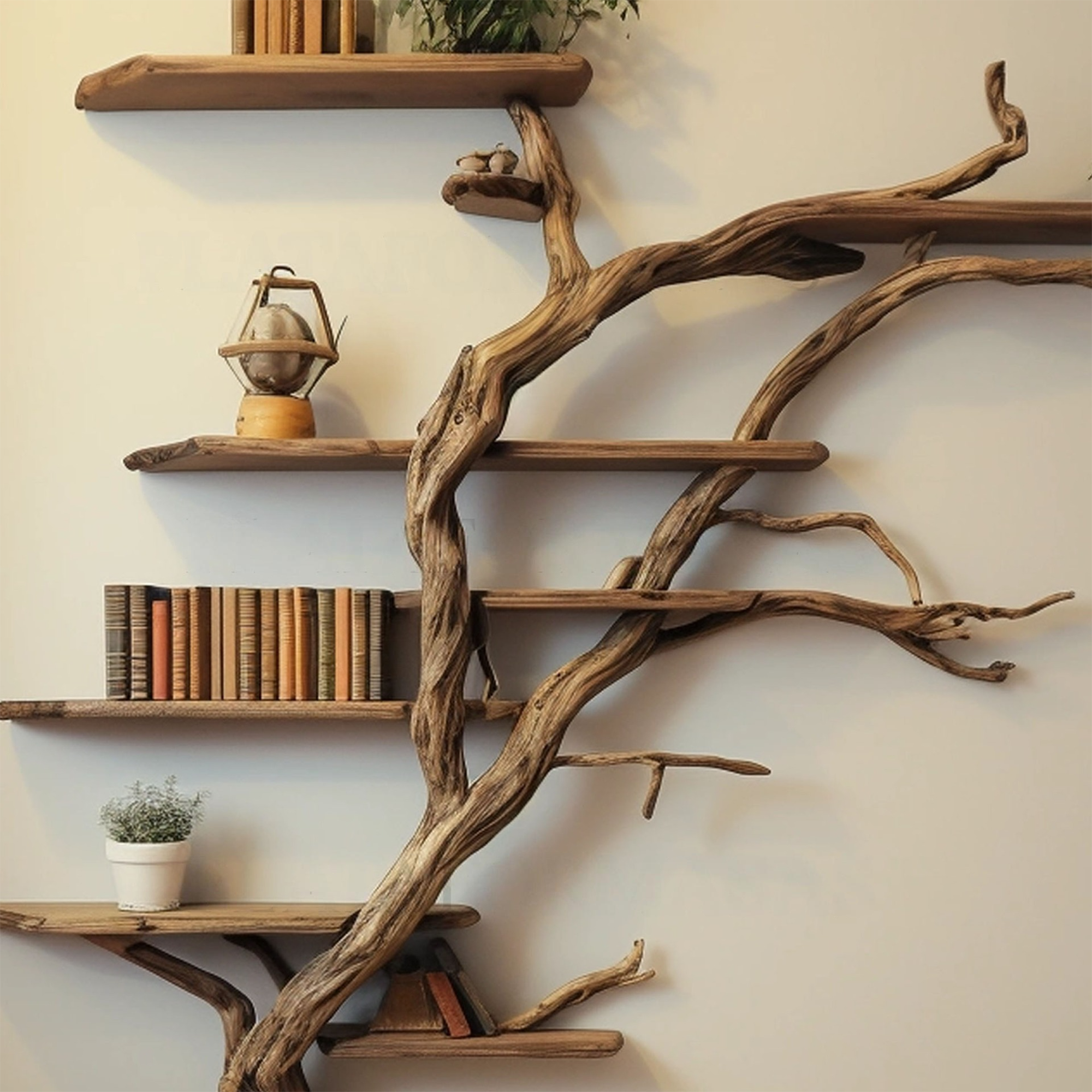 Narrow Wild Mulberry Wood Tree Shelf On Wall Mount Seasonal Celebrations