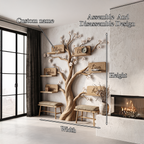 Natural Custom Family Tree Shelf With Heart Name Plaques For Living Room And Entryway
