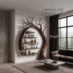 Natural Tree Bookshelf With Circular Branch Design For Living Room And Reading Nook