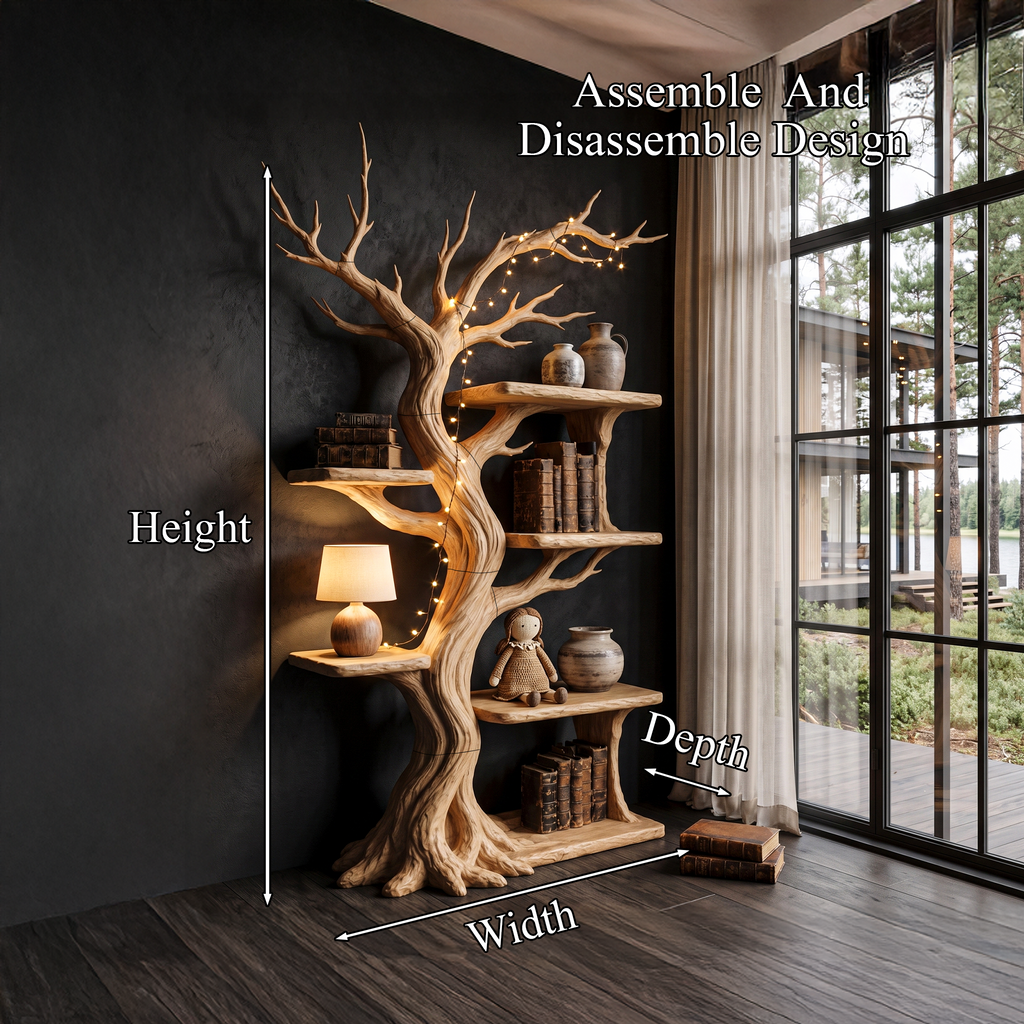 Rustic Tree Bookshelf Handcrafted Woodland Style For Reading Nook