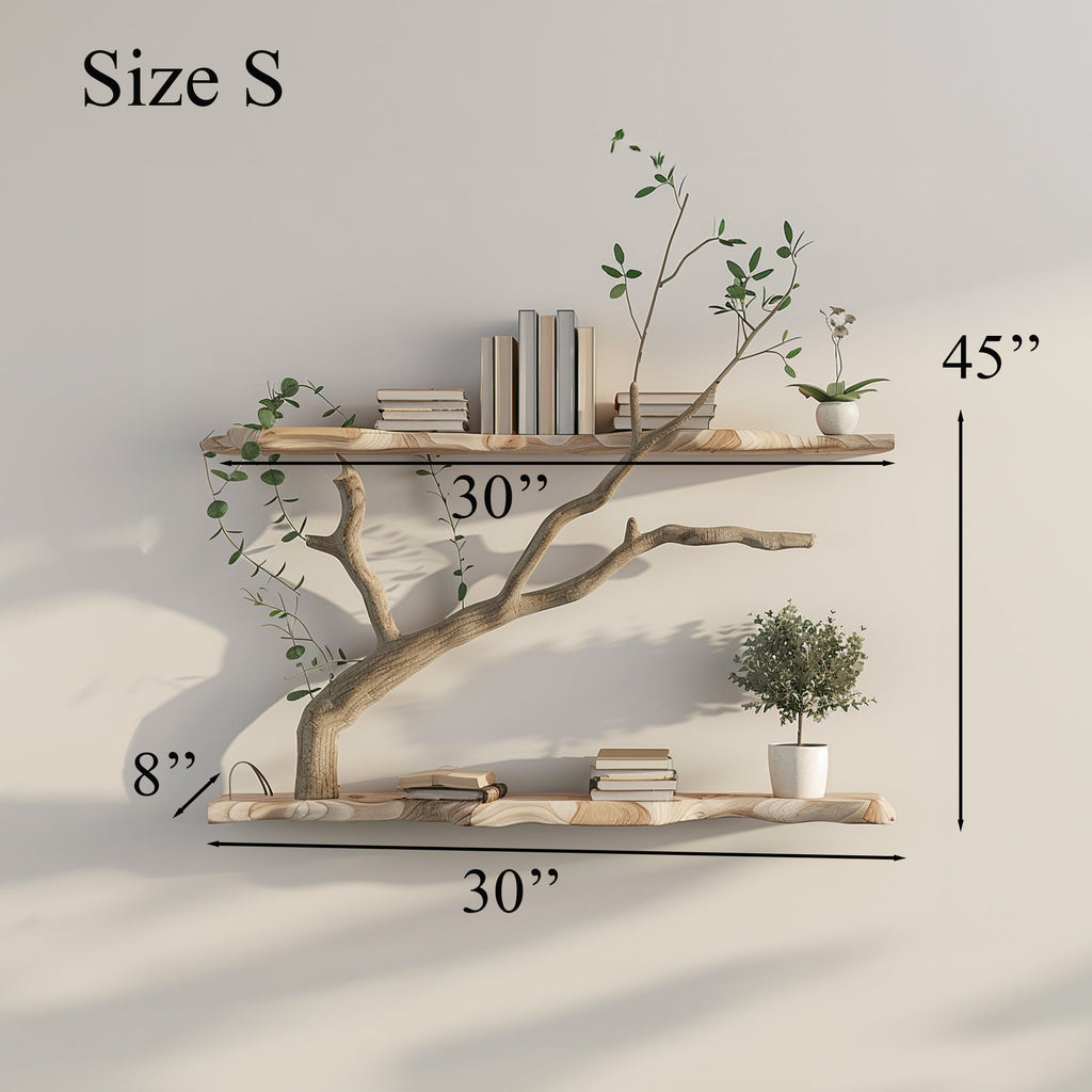 Tree Branch Driftwood Live Edge Floating Shelf Gift For Reader