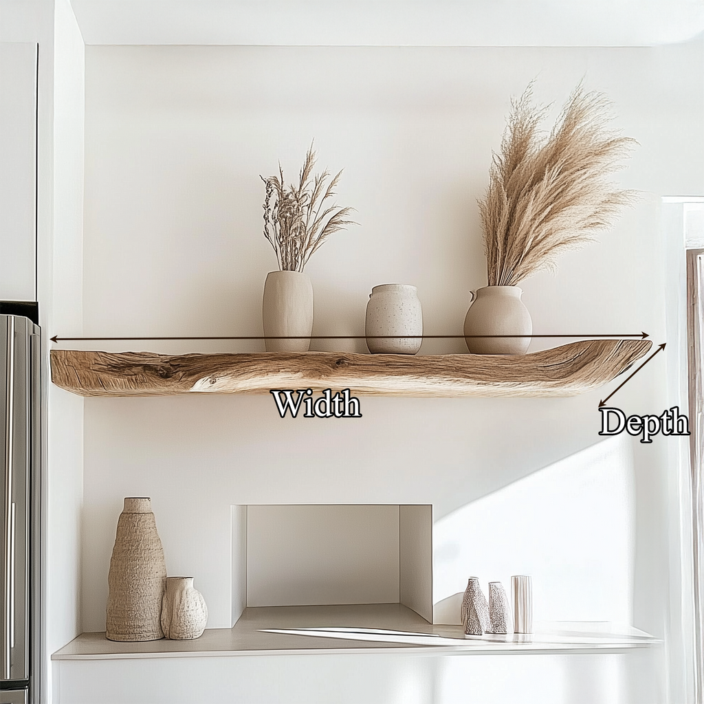 Boho Kitchen Floating Shelf Natural Edge Wooden Shelf For Wall Storage WFSHCH004