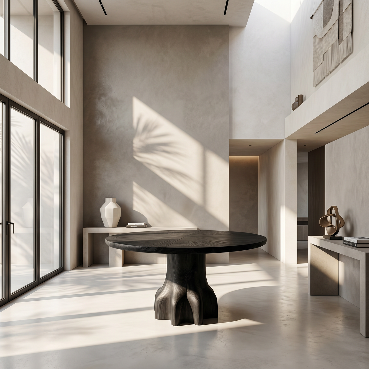 Rustic Foyer Table With Handcrafted Solid Wood Pedestal Base For Entryway And Hallway FTHCH024