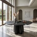 Modern Foyer Table With Sculptural Solid Wood Pedestal Base For Entryway And Hallway FTHCH023