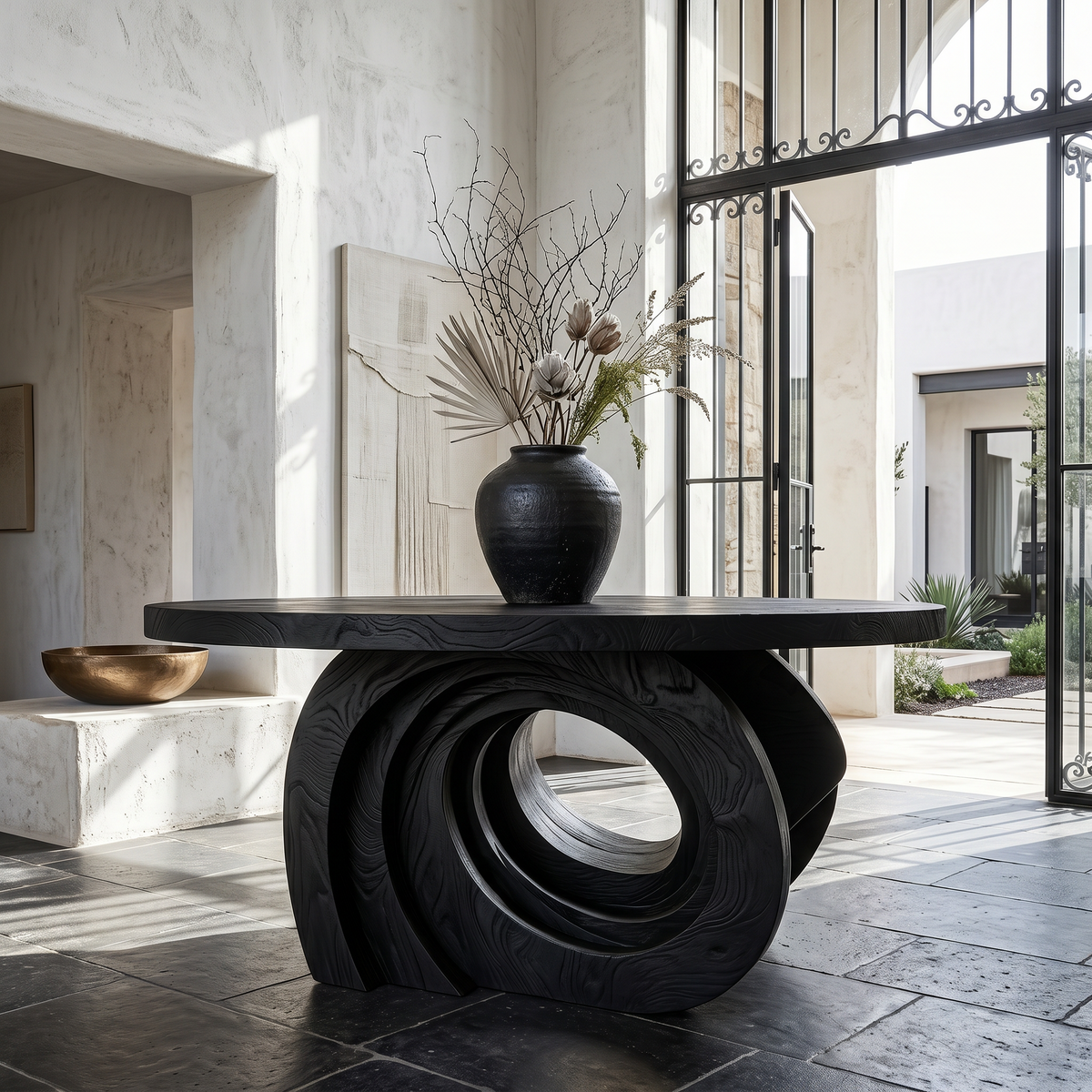 Organic Foyer Table With Pedestal Base For Entryway And Hallway FTHCH004
