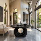 Contemporary Round Foyer Table With Sculptural Open Ring Base For Entryway And Hallway FTHCH021