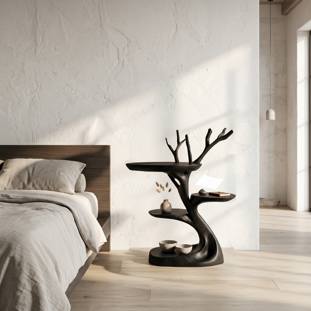Rustic End Table With Tree Root Design For Bedroom And Living Room ETHCH018