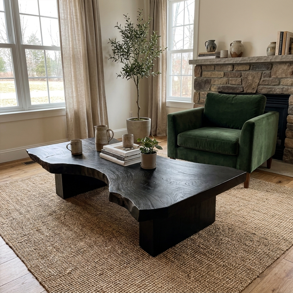 Rustic Sculptural Coffee Table Modern Living Room Display CTHCH020