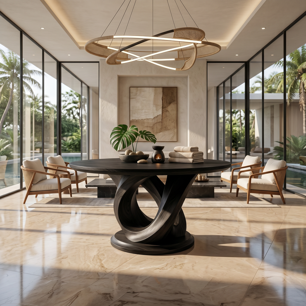 Modern Foyer Table Handcrafted Sculptural Base For Entryway FTHCH018