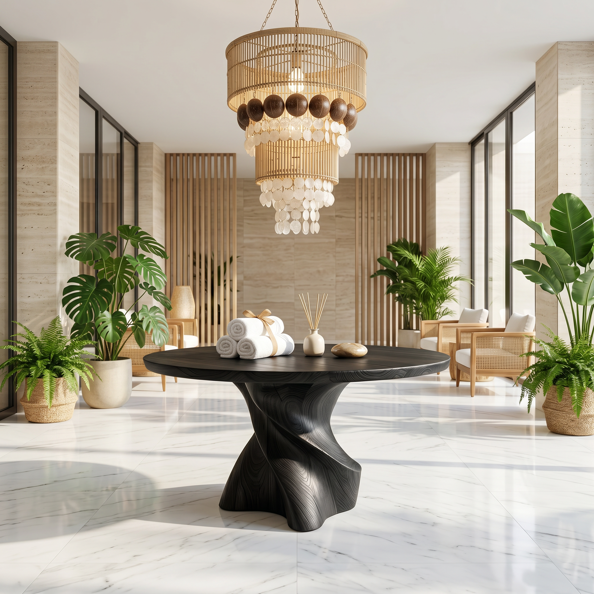 Organic Modern Foyer Table Handcrafted Freeform Design For Luxury Entryway FTHCH016