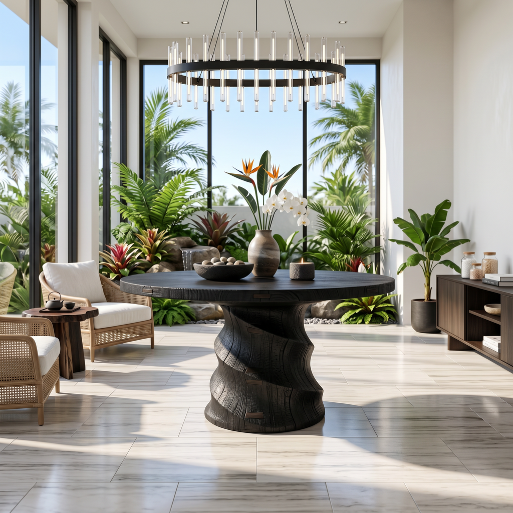 Organic Foyer Table With Sculptural Spiral Design For Foyer And Entryway FTHCH015