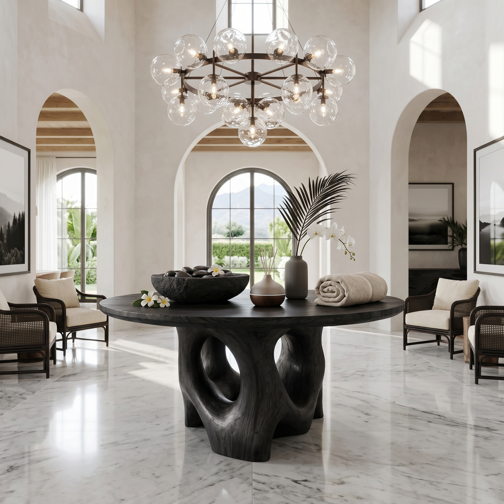 Natural Foyer Center Table With Organic Spiral Form For Entryway And Living Room FTHCH011