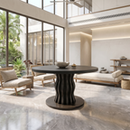 Contemporary Round Entryway Table With Wavy Vertical Form For Foyer And Living Room FTHCH009
