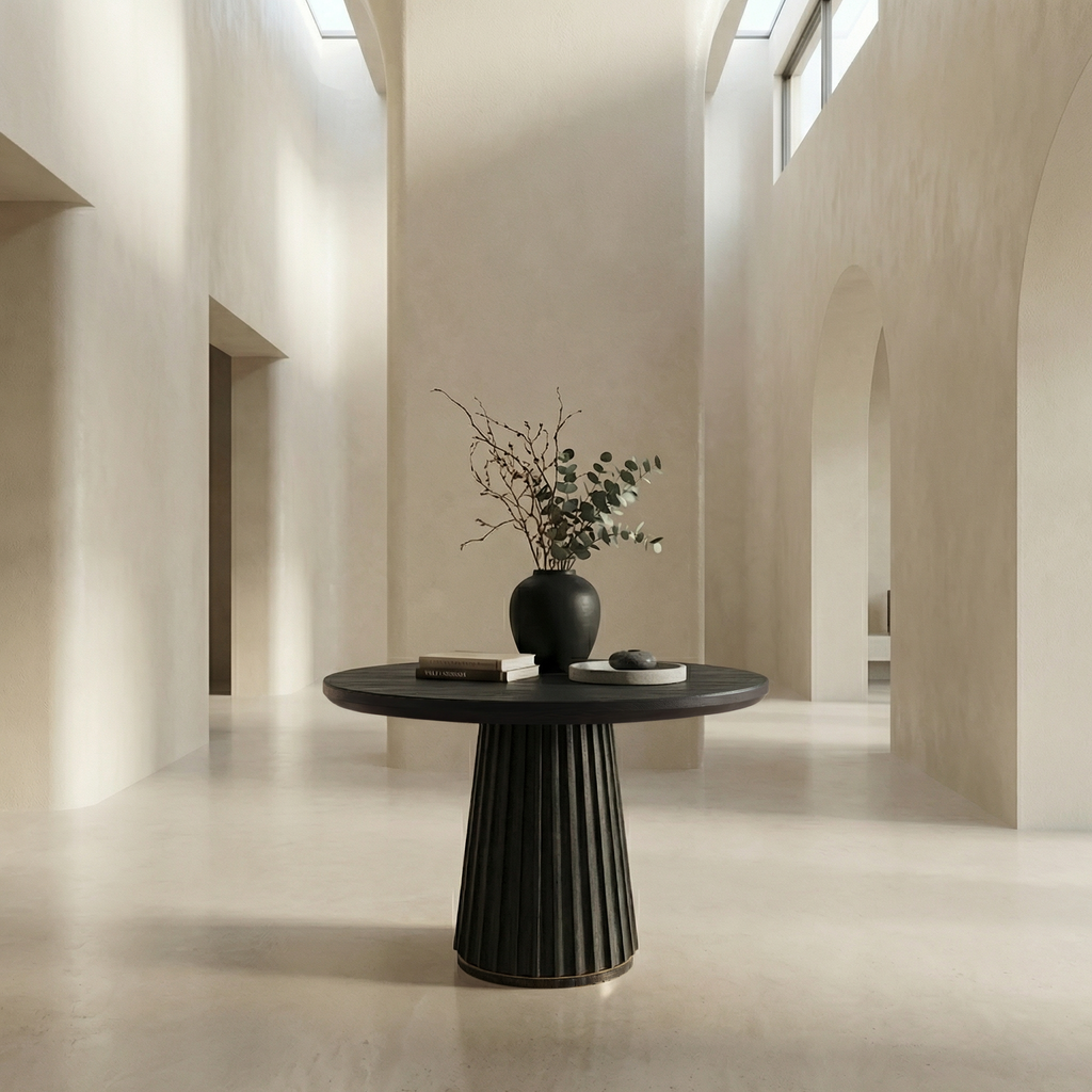 Sculptural Round Pedestal Entryway Table For Living Room And Hallway FTHCH007