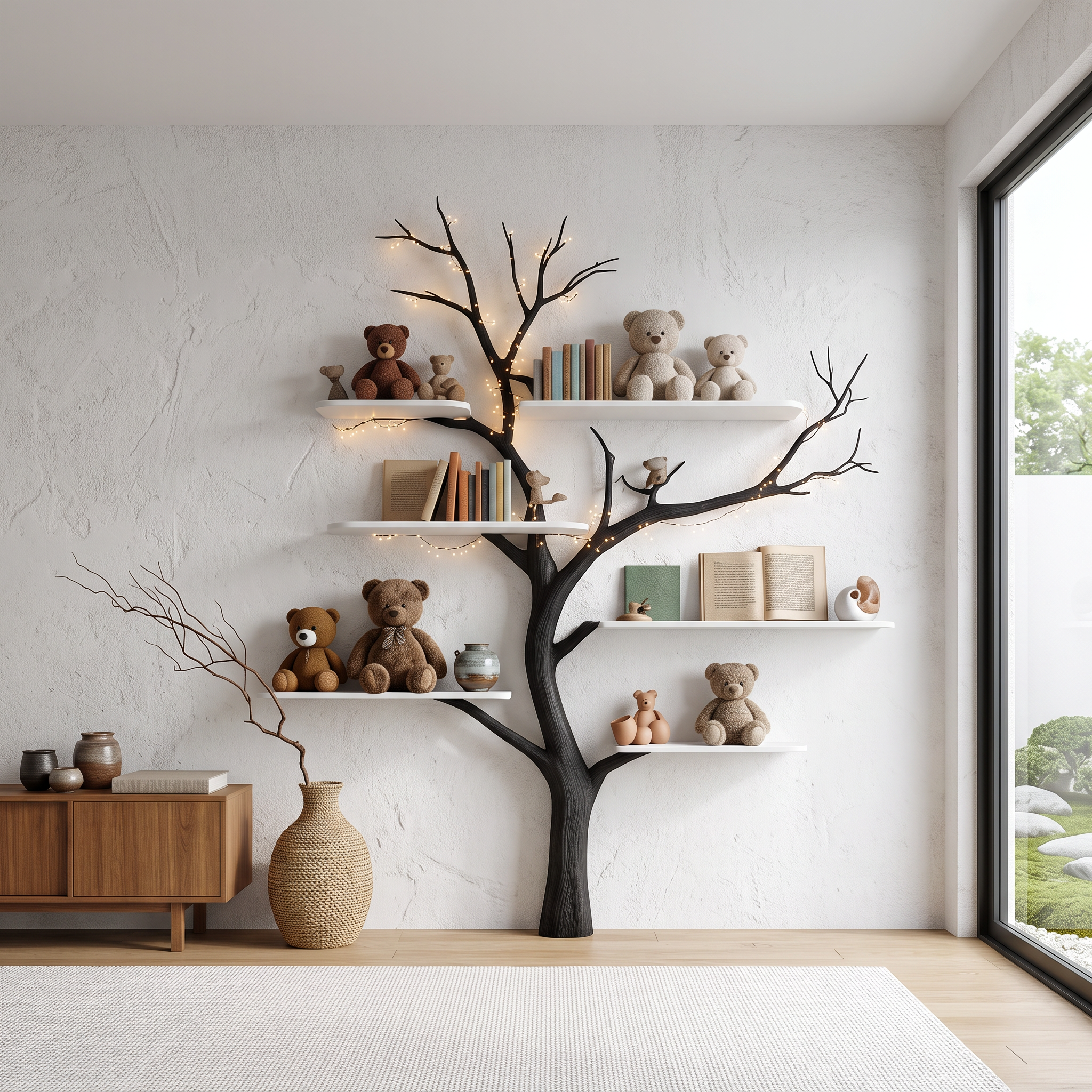 Midcentury Tree Bookshelf Nursery Bedroom