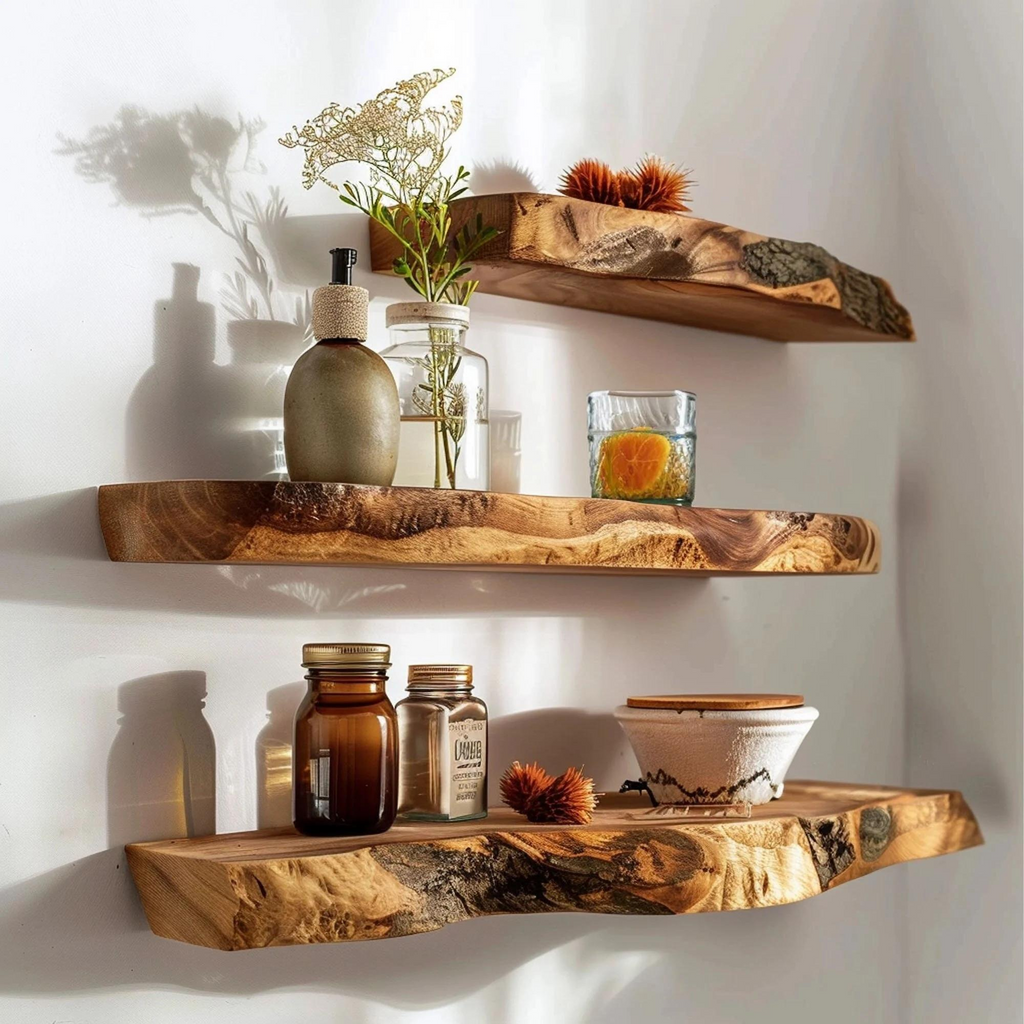 Custom Floating Shelf Live Edge WFSHCH011