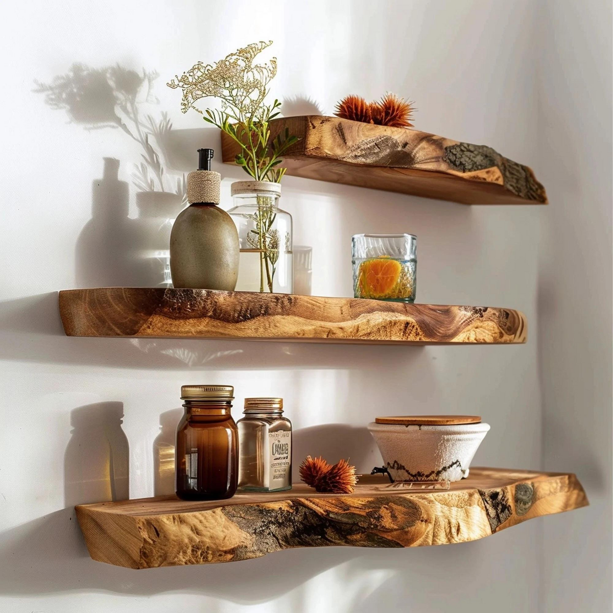 Custom Floating Shelf Live Edge WFSHCH011