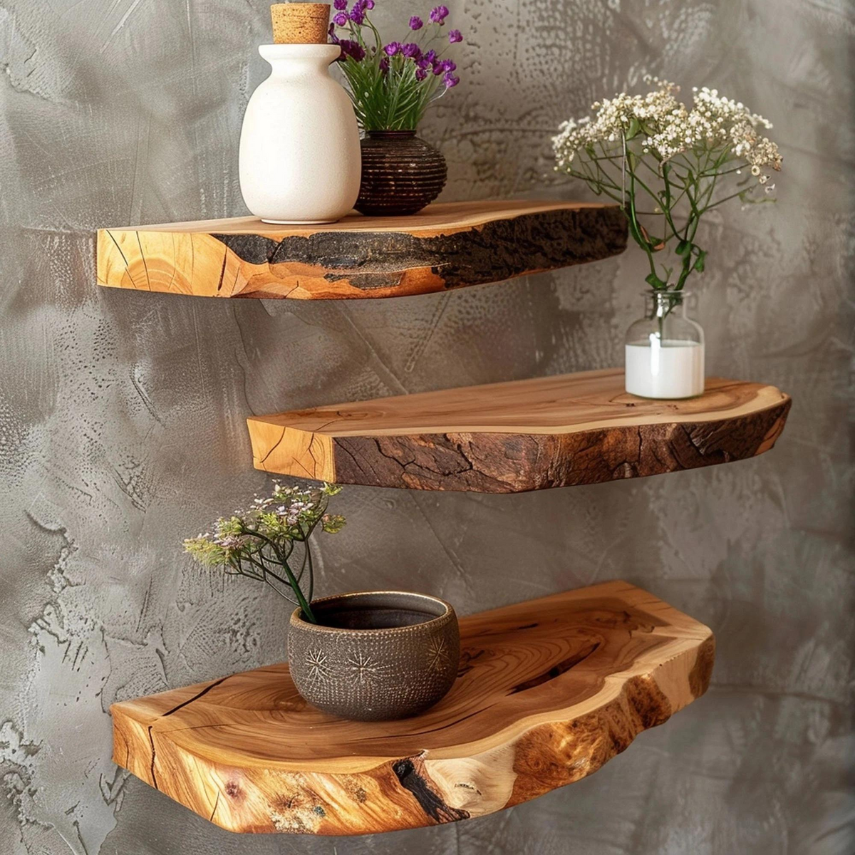 Custom Floating Shelf Live Edge WFSHCH011