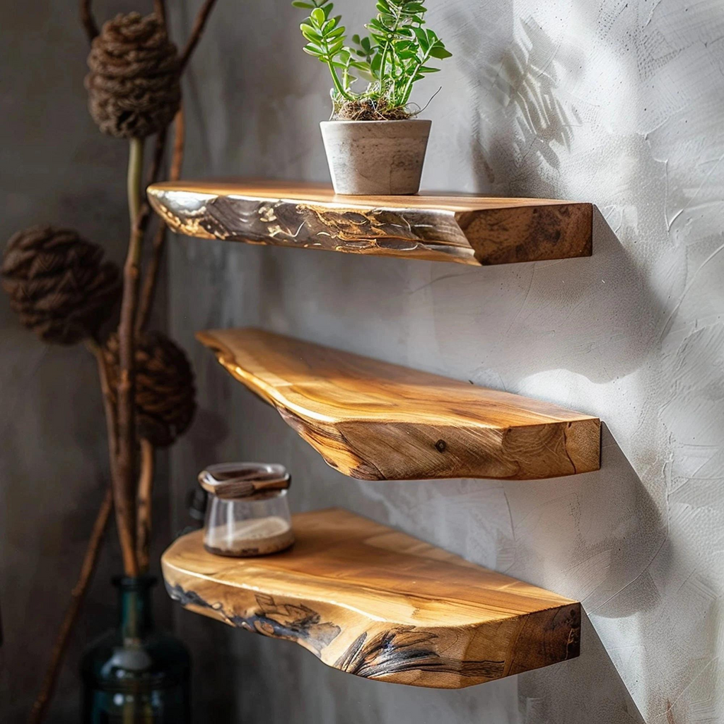 Custom Floating Shelf Live Edge WFSHCH011
