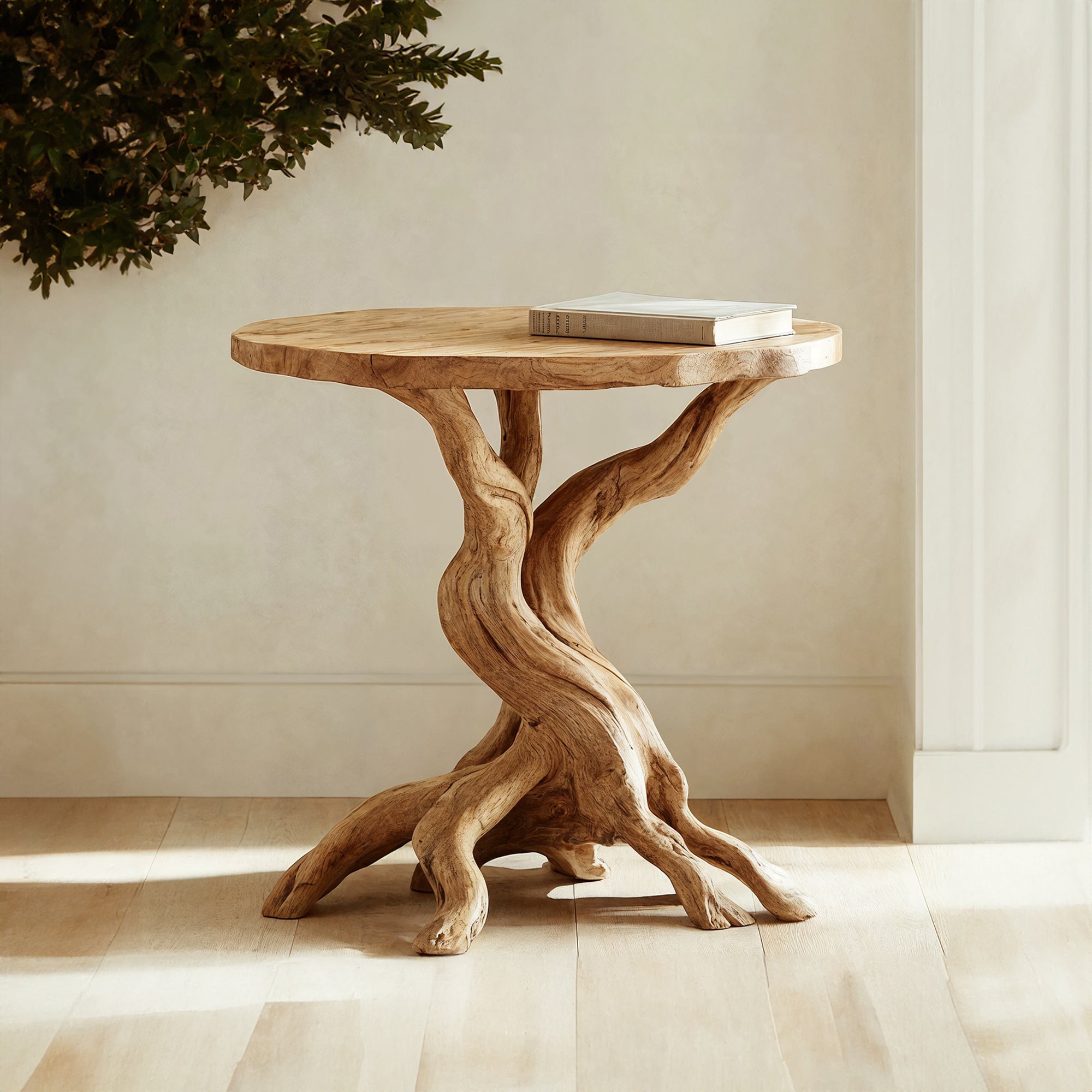 Rustic Round End Table Solid Wood End Table ETHCH017