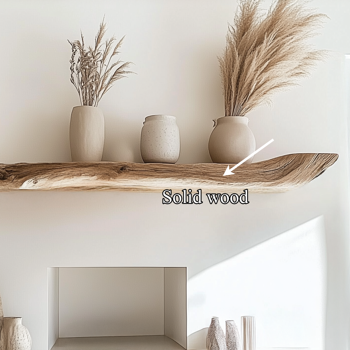 Boho Kitchen Floating Shelf Natural Edge Wooden Shelf For Wall Storage WFSHCH004
