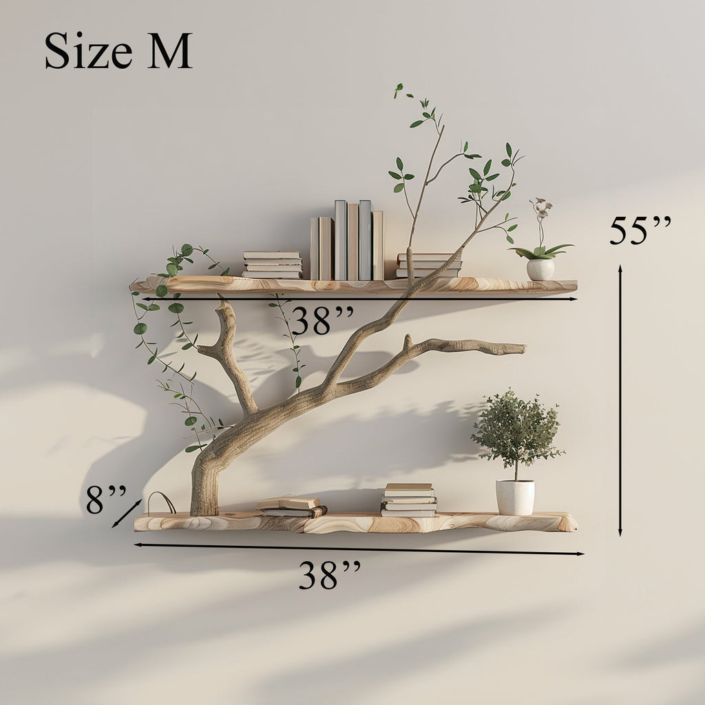 Tree Branch Driftwood Live Edge Floating Shelf Gift For Reader