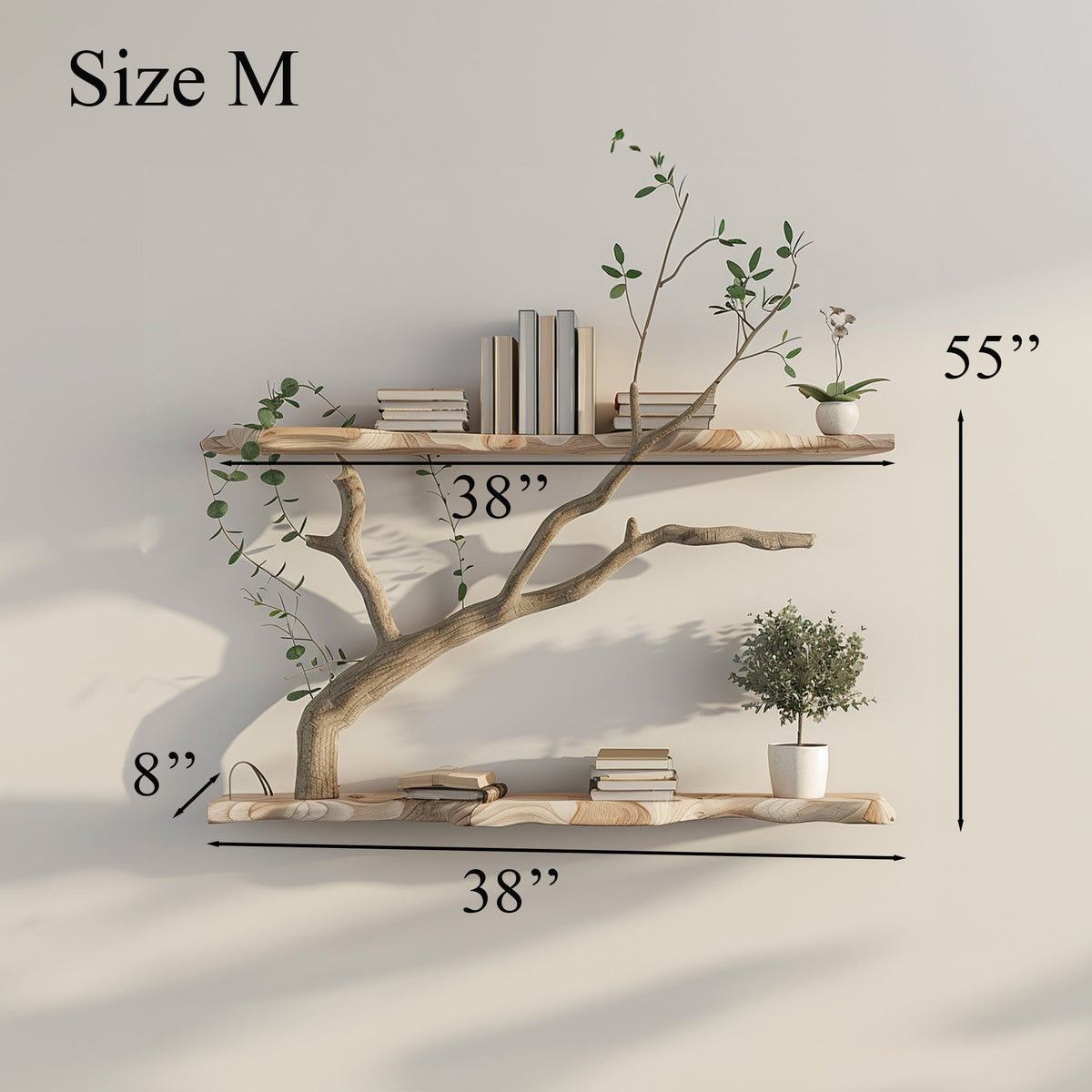 Tree Branch Driftwood Live Edge Floating Shelf Gift For Reader