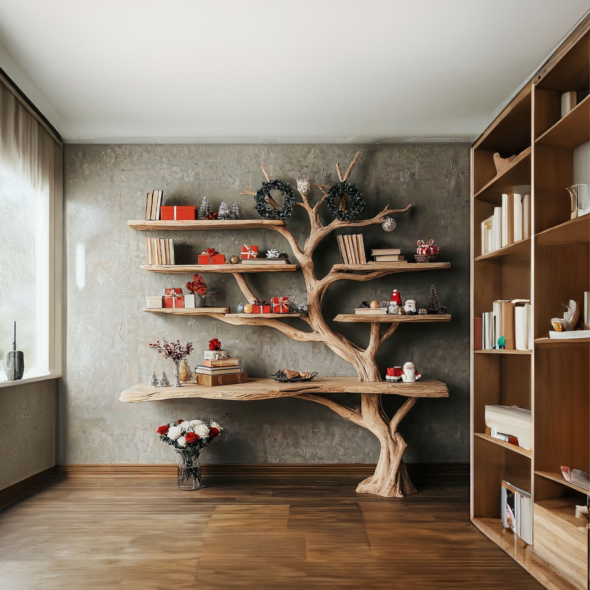 Tree Branch Shelf Xmas Driftwood Bookshelf Christmas Decor