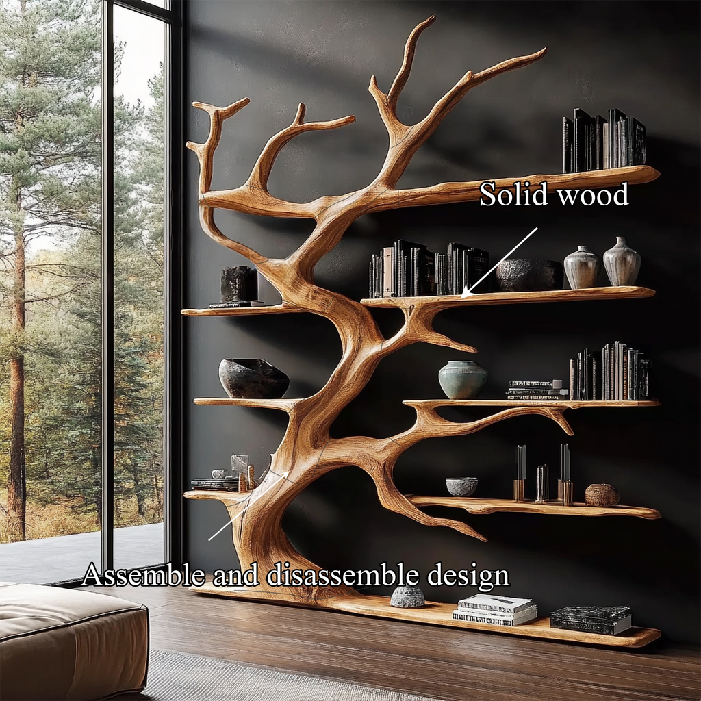 Rustic Tree Branch Bookshelf For Living Room Decor