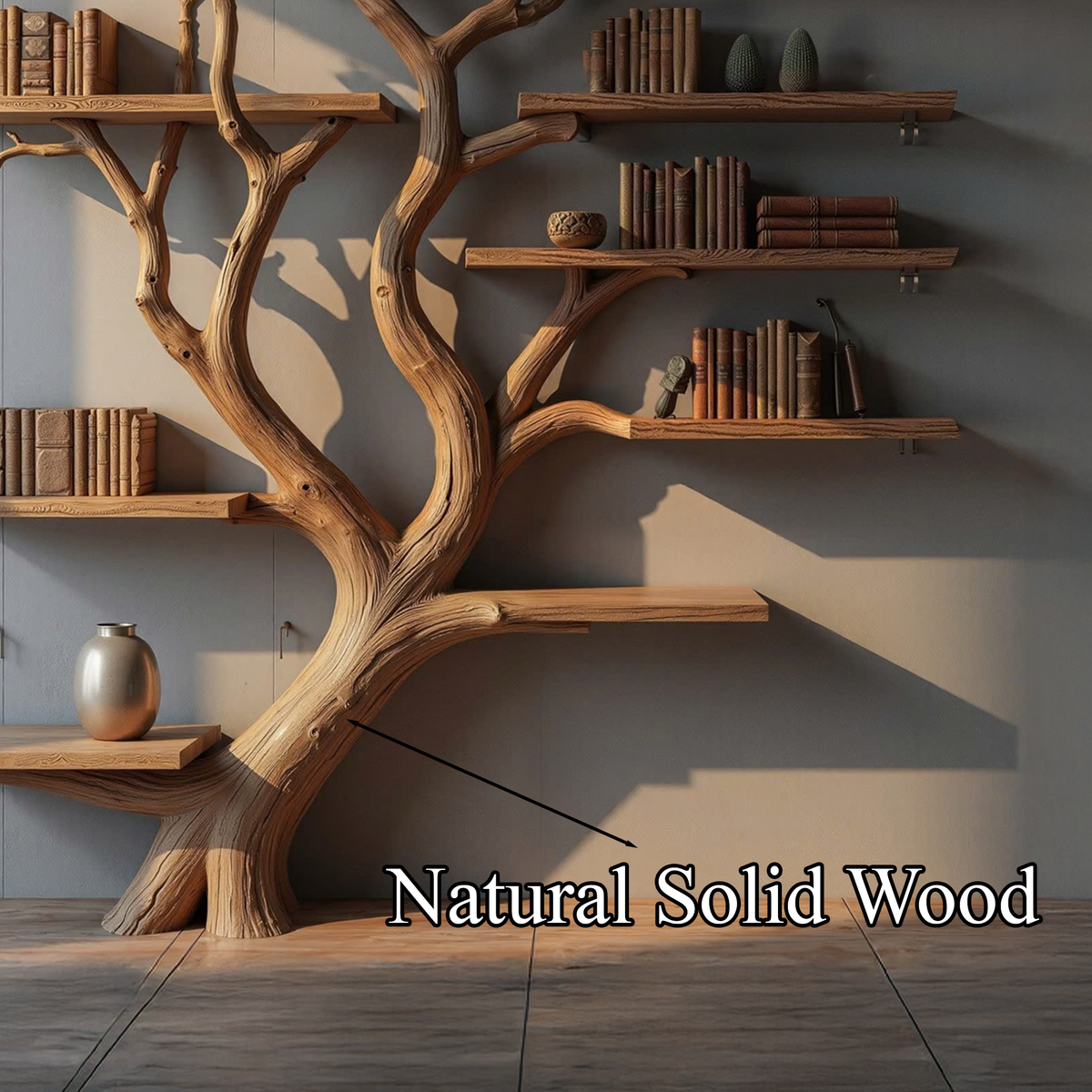 Custom Wood Shelf Tree Branch Shelf Mid Century Decor