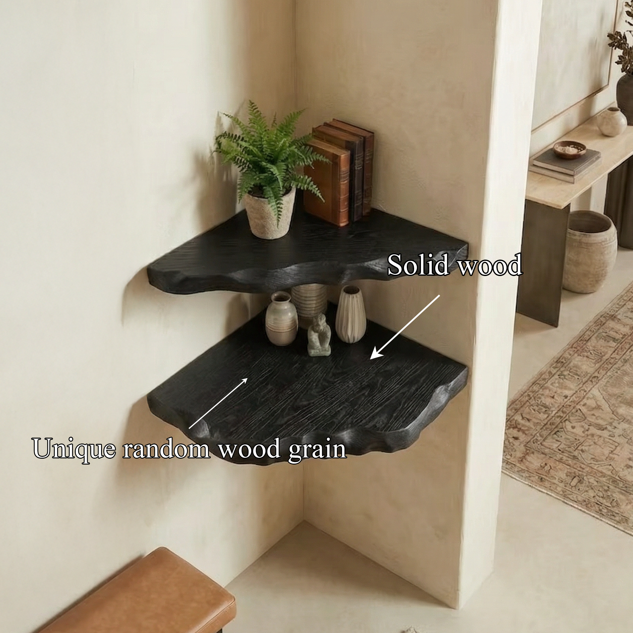 Organic Rustic Corner Shelf For Entryway And Hallway CFSHCH019