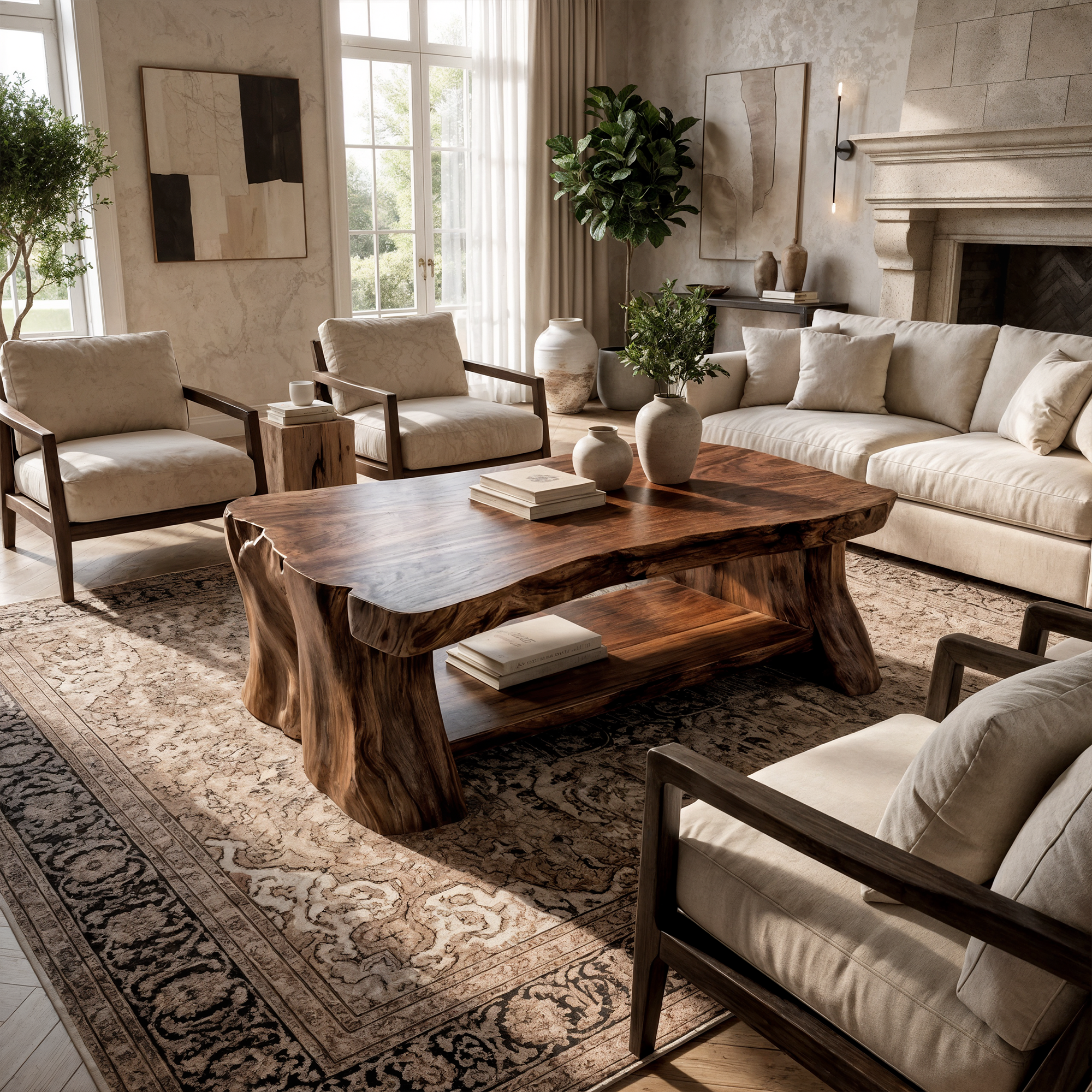 Reclaimed Slab Wood Coffee Table Living Room CTHCH018