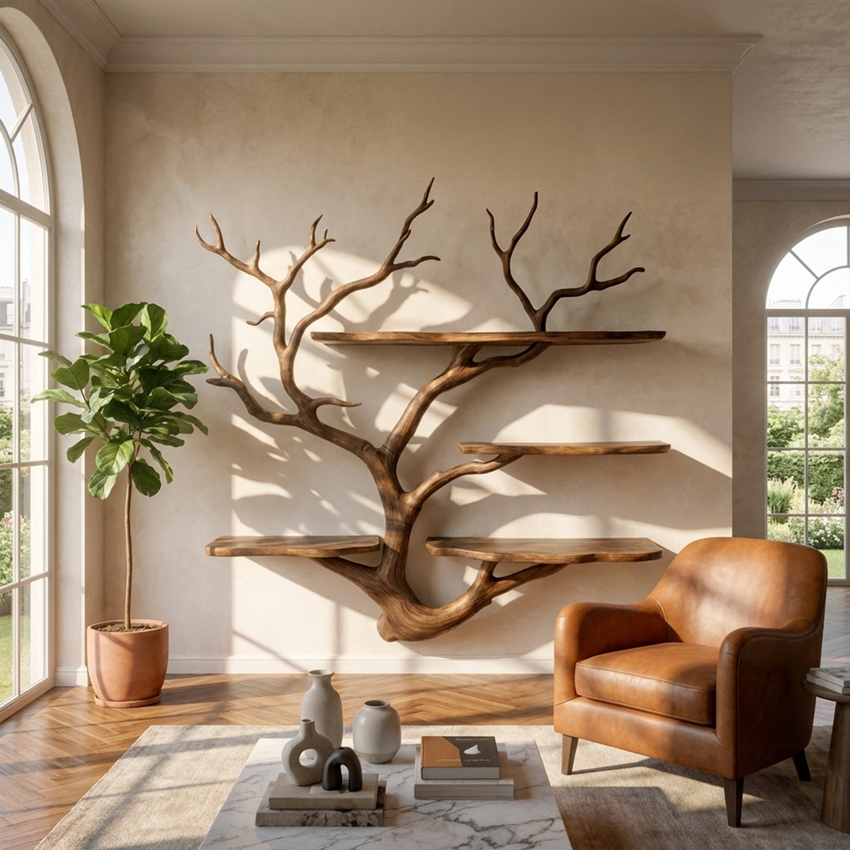 Sculptural Tree Wall Shelf Living Room And Studio