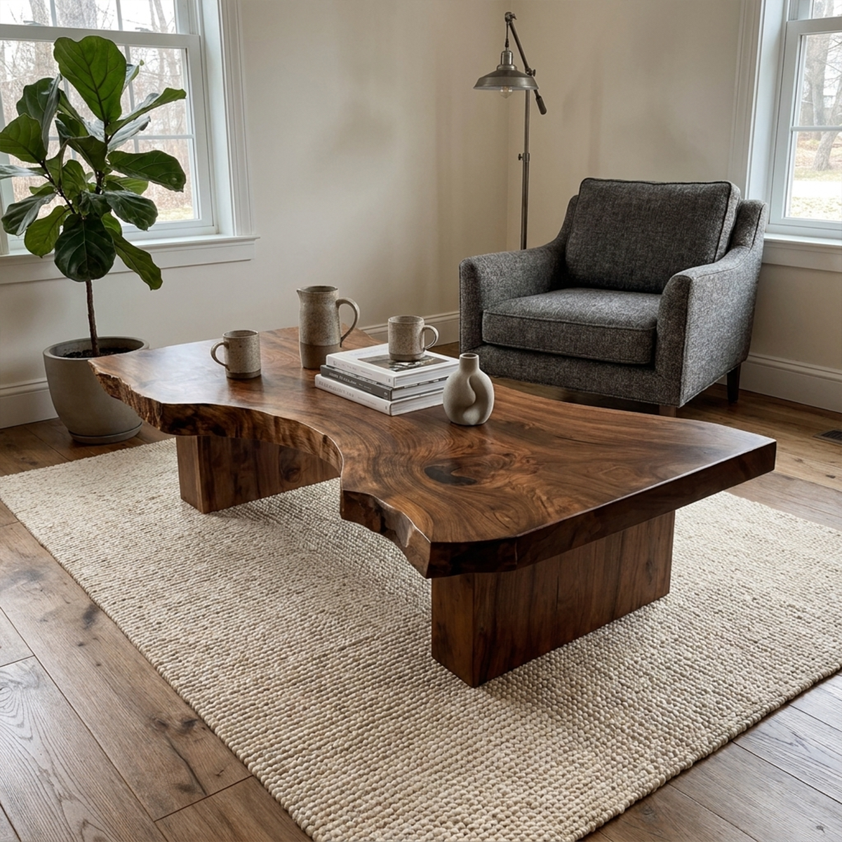 Rustic Sculptural Coffee Table Modern Living Room Display CTHCH020