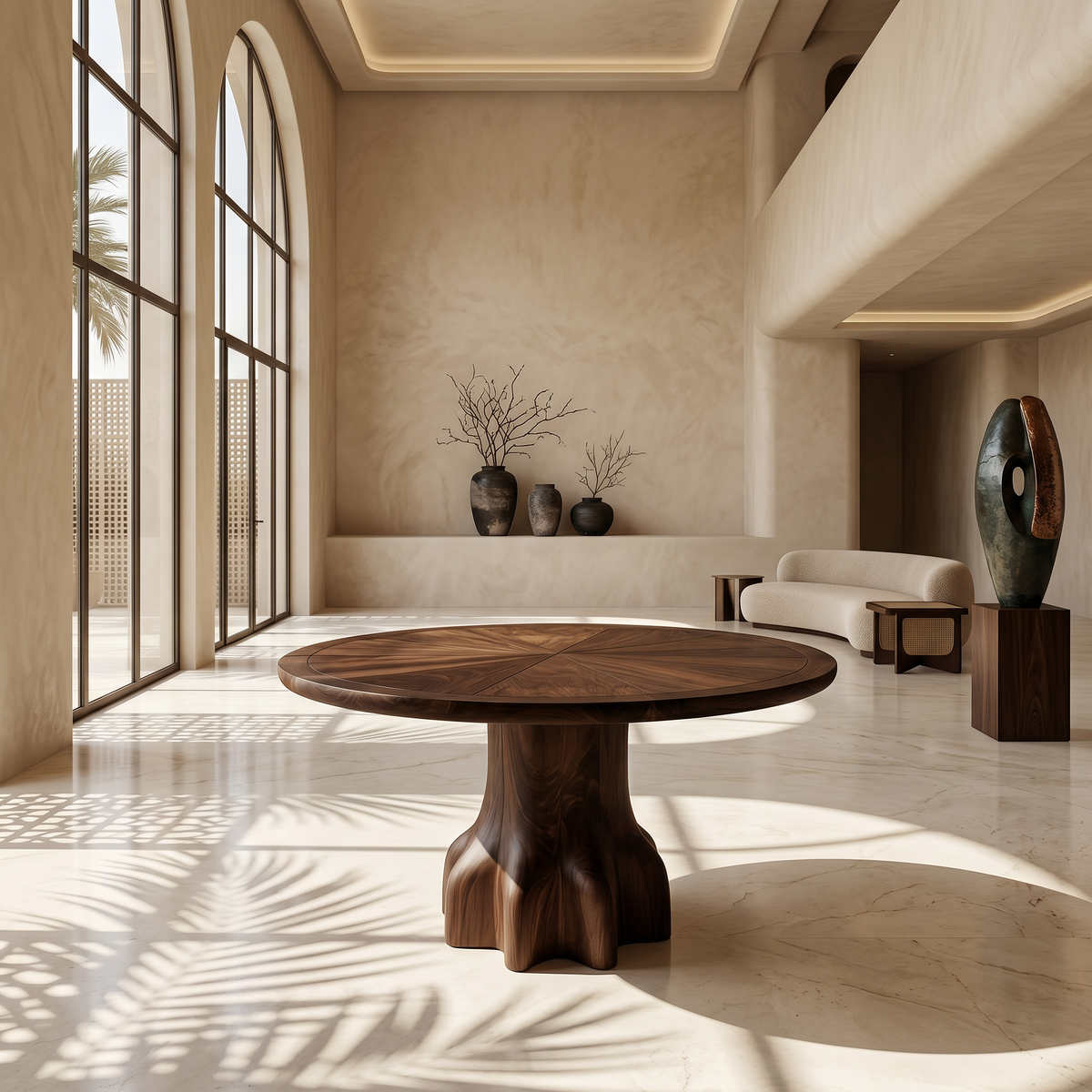 Rustic Foyer Table With Handcrafted Solid Wood Pedestal Base For Entryway And Hallway FTHCH024