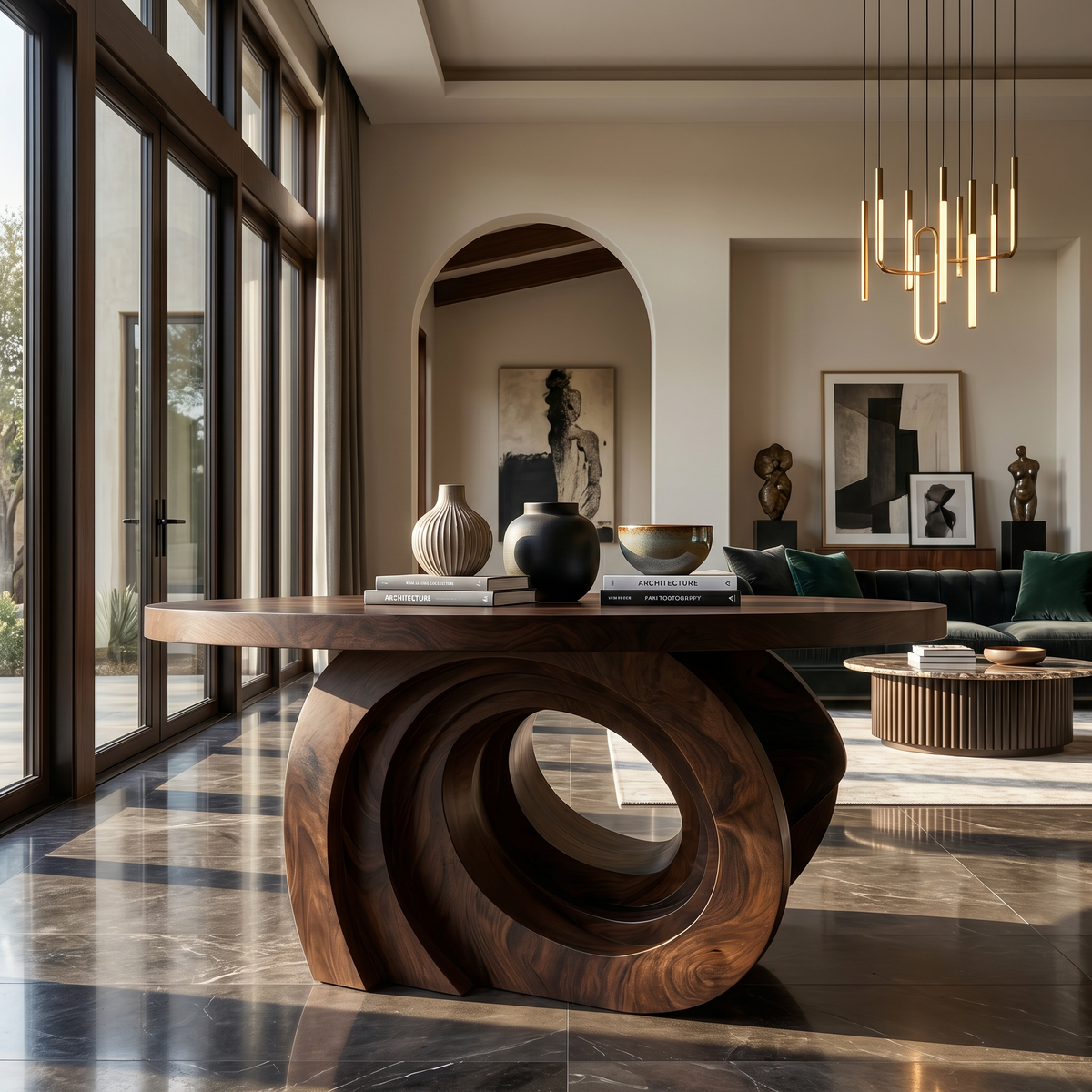 Organic Foyer Table With Pedestal Base For Entryway And Hallway FTHCH004
