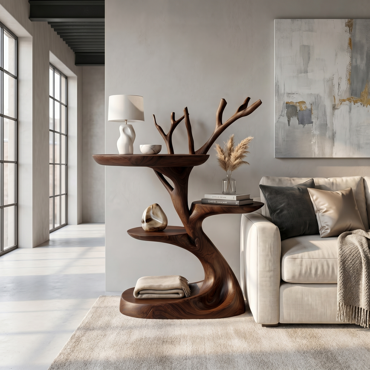 Rustic End Table With Tree Root Design For Bedroom And Living Room ETHCH018