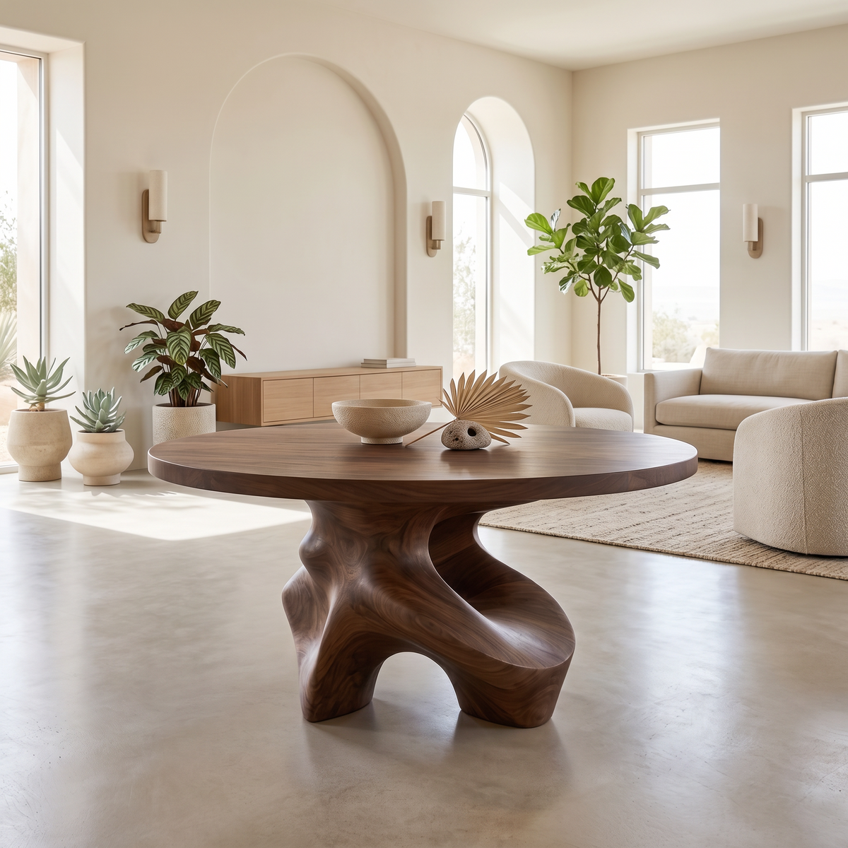 Minimalist Foyer Table Handcrafted Organic Base For Entryway FTHCH017