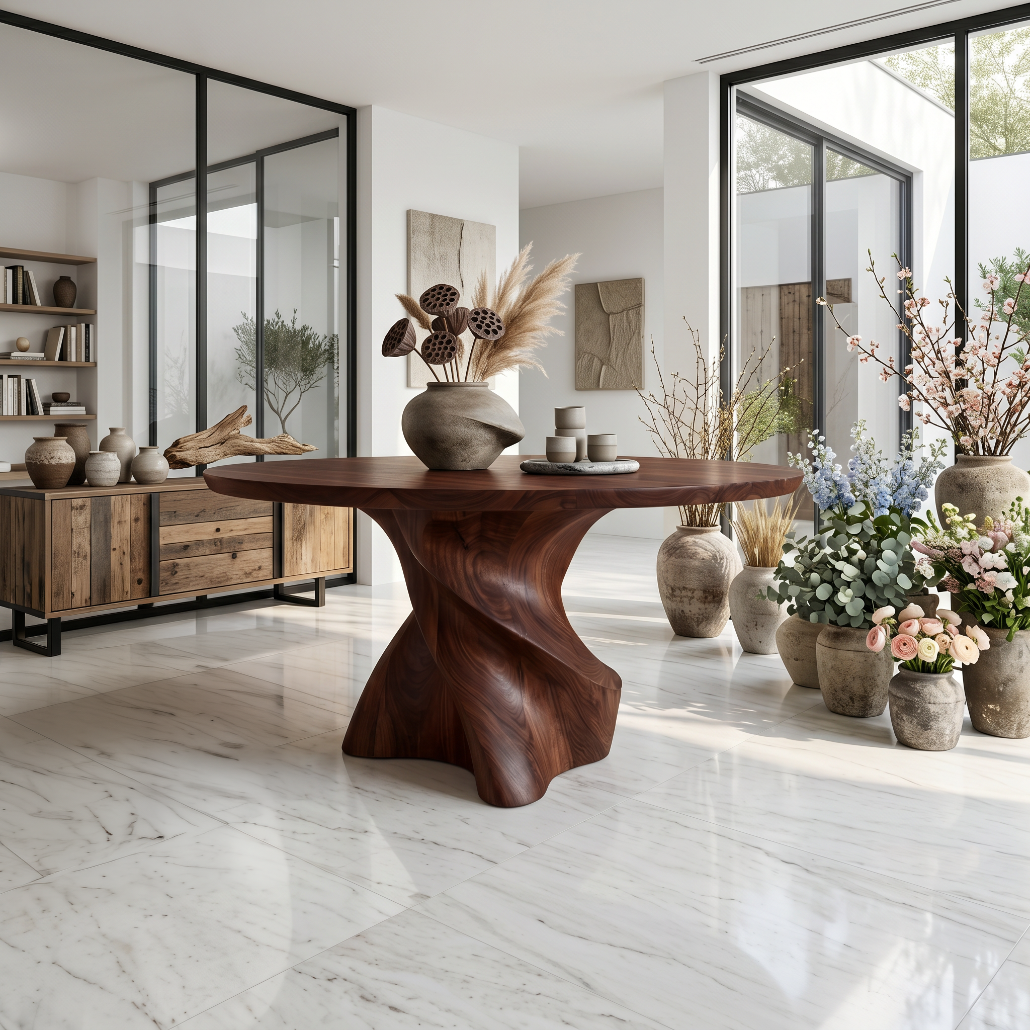 Organic Modern Foyer Table Handcrafted Freeform Design For Luxury Entryway FTHCH016