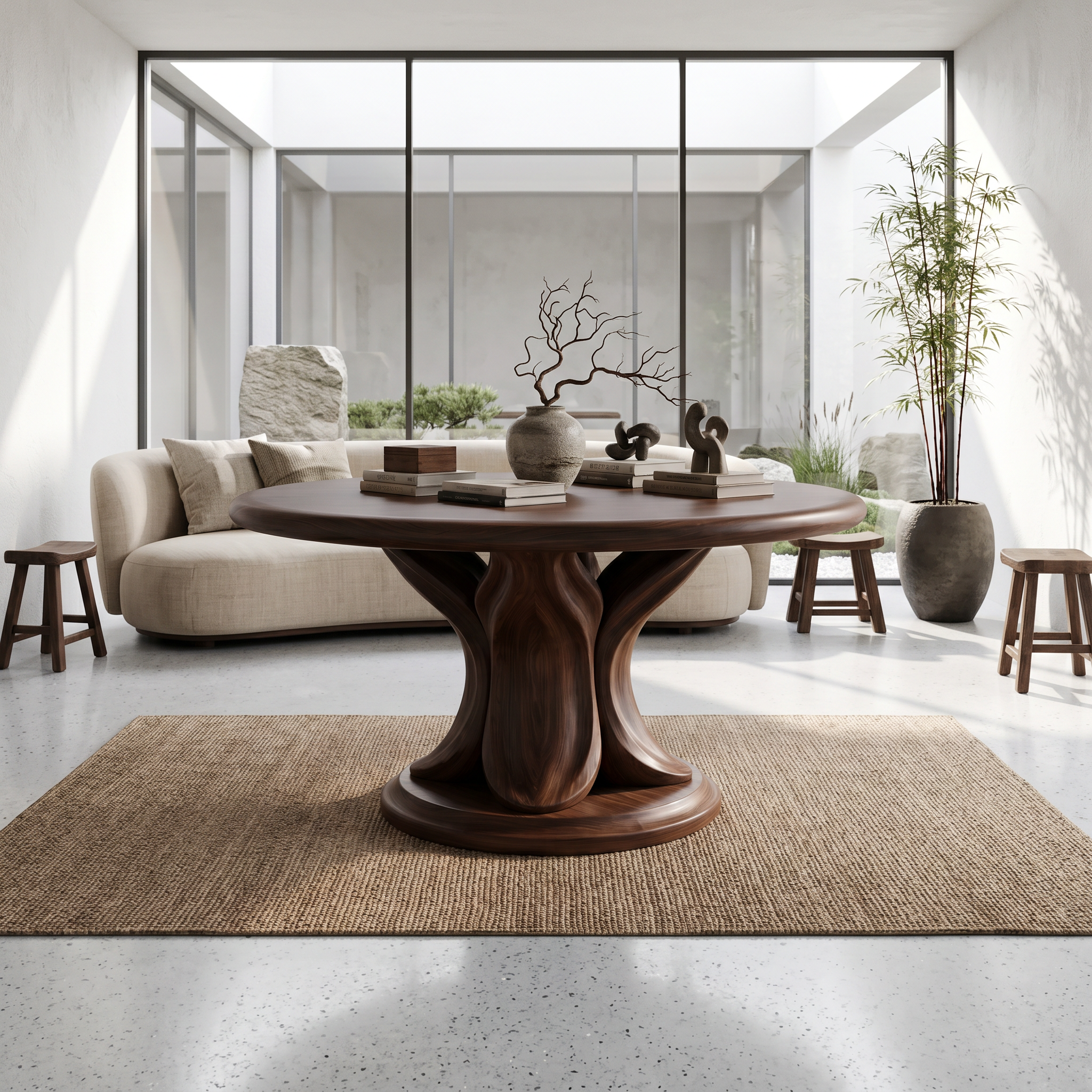Modern Round Console Table With Twisted Architectural Form For Entryway And Living Room FTHCH013