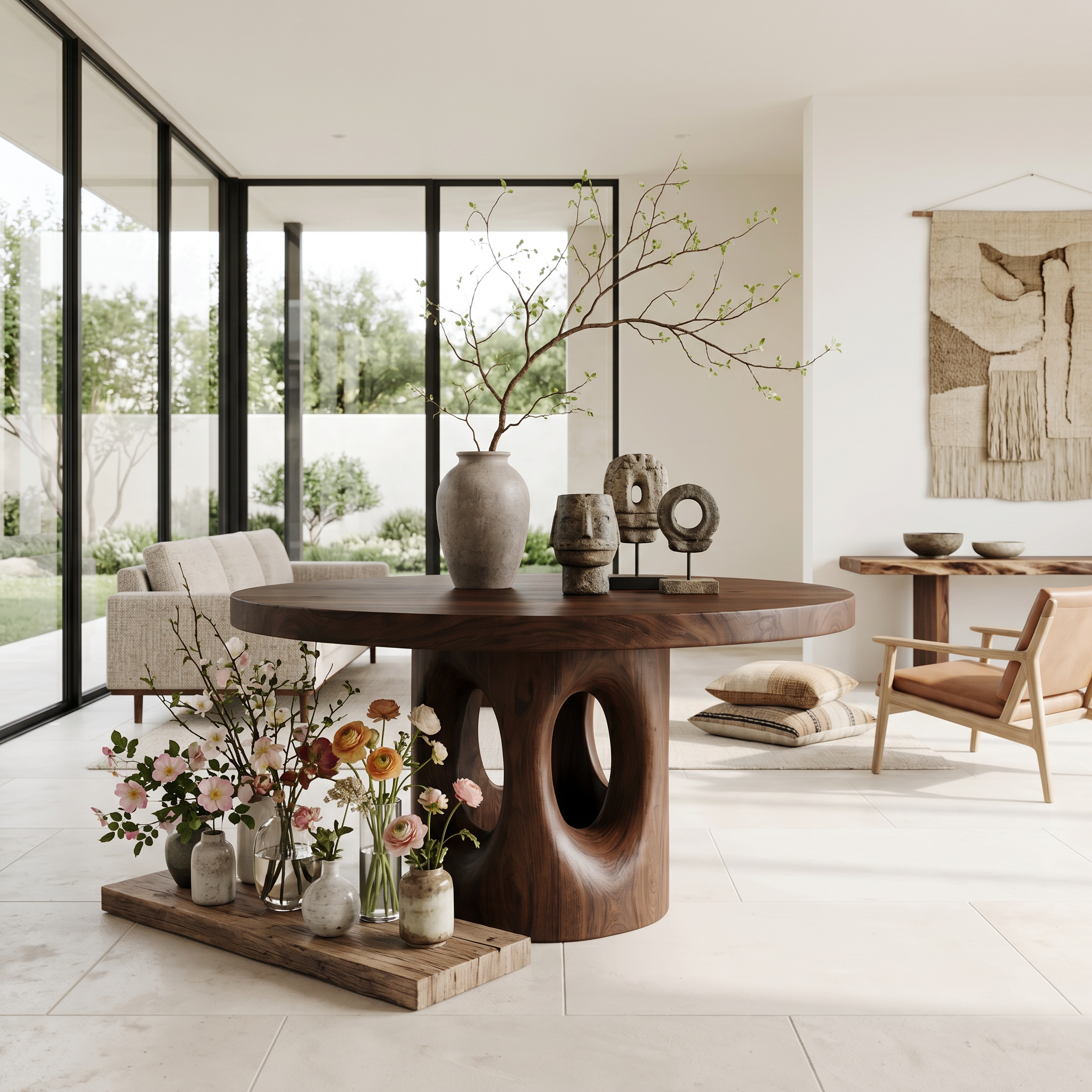 Rustic Foyer Center Table With Tree Stump Inspired Design For Entryway And Foyer FTHCH012