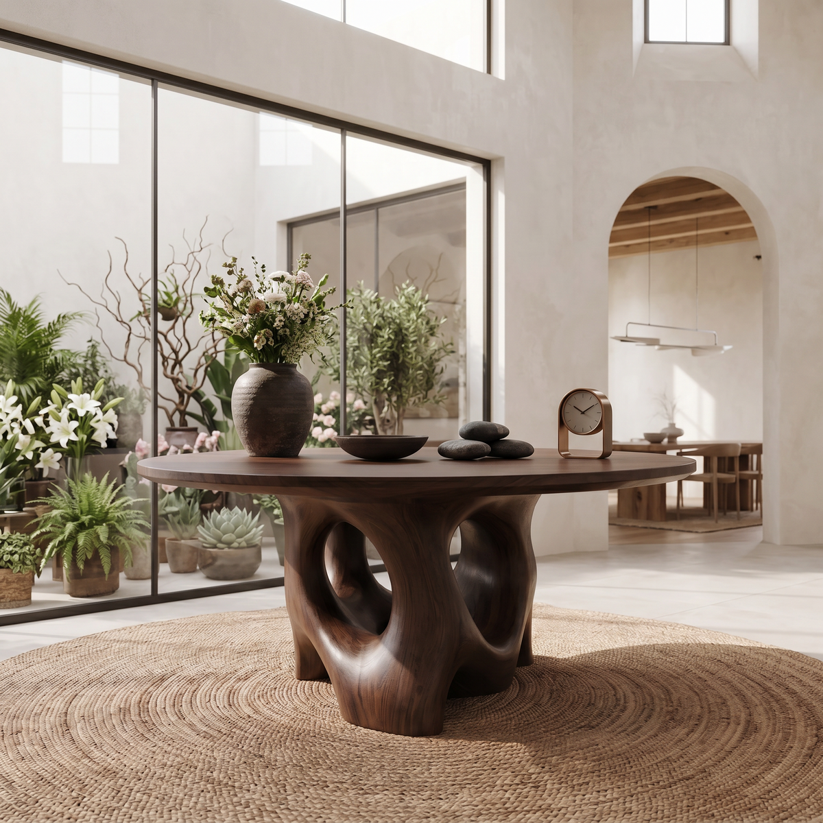 Natural Foyer Center Table With Organic Spiral Form For Entryway And Living Room FTHCH011