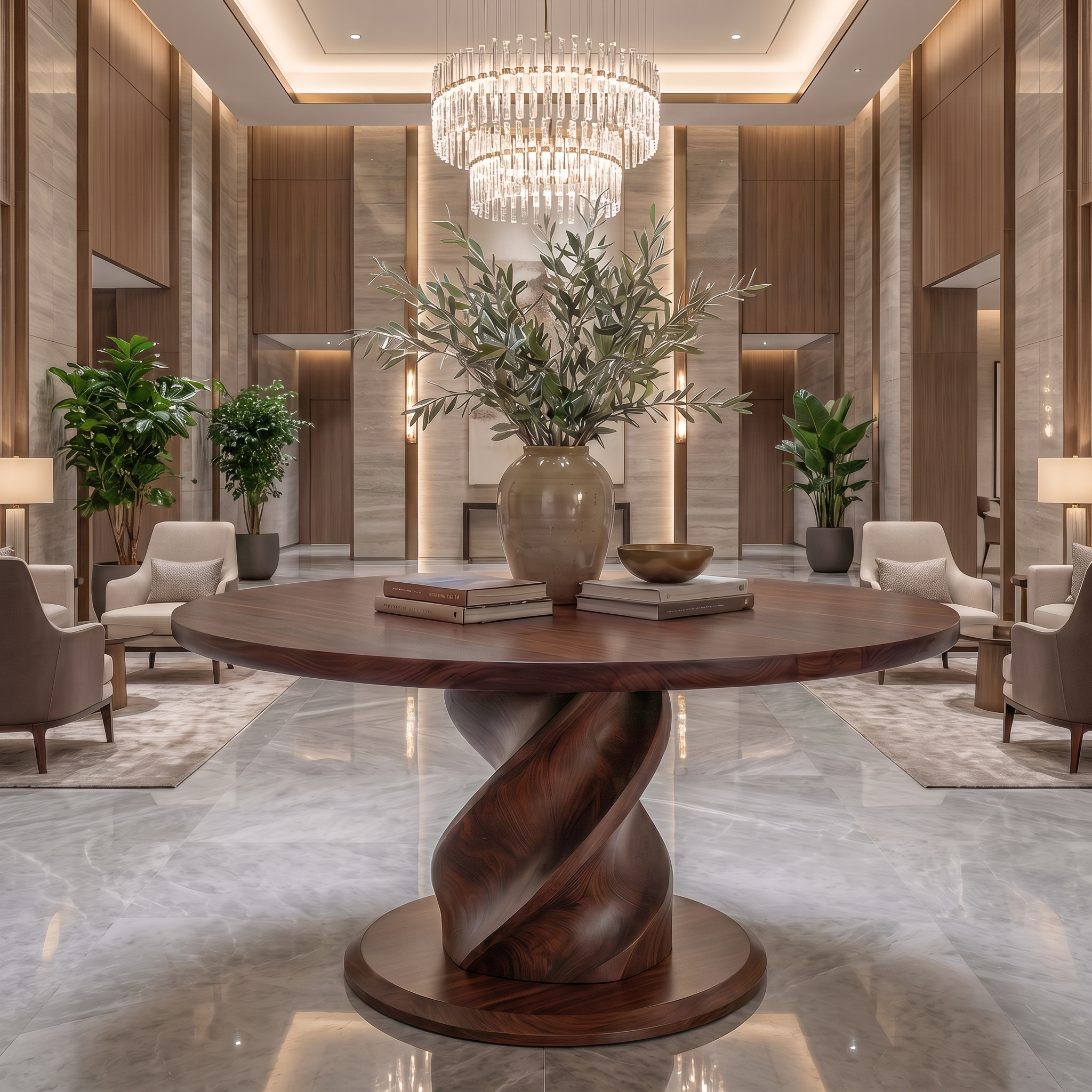 Modern Luxury Twist Pedestal Entry Table For Entryway And Hallway FTHCH001